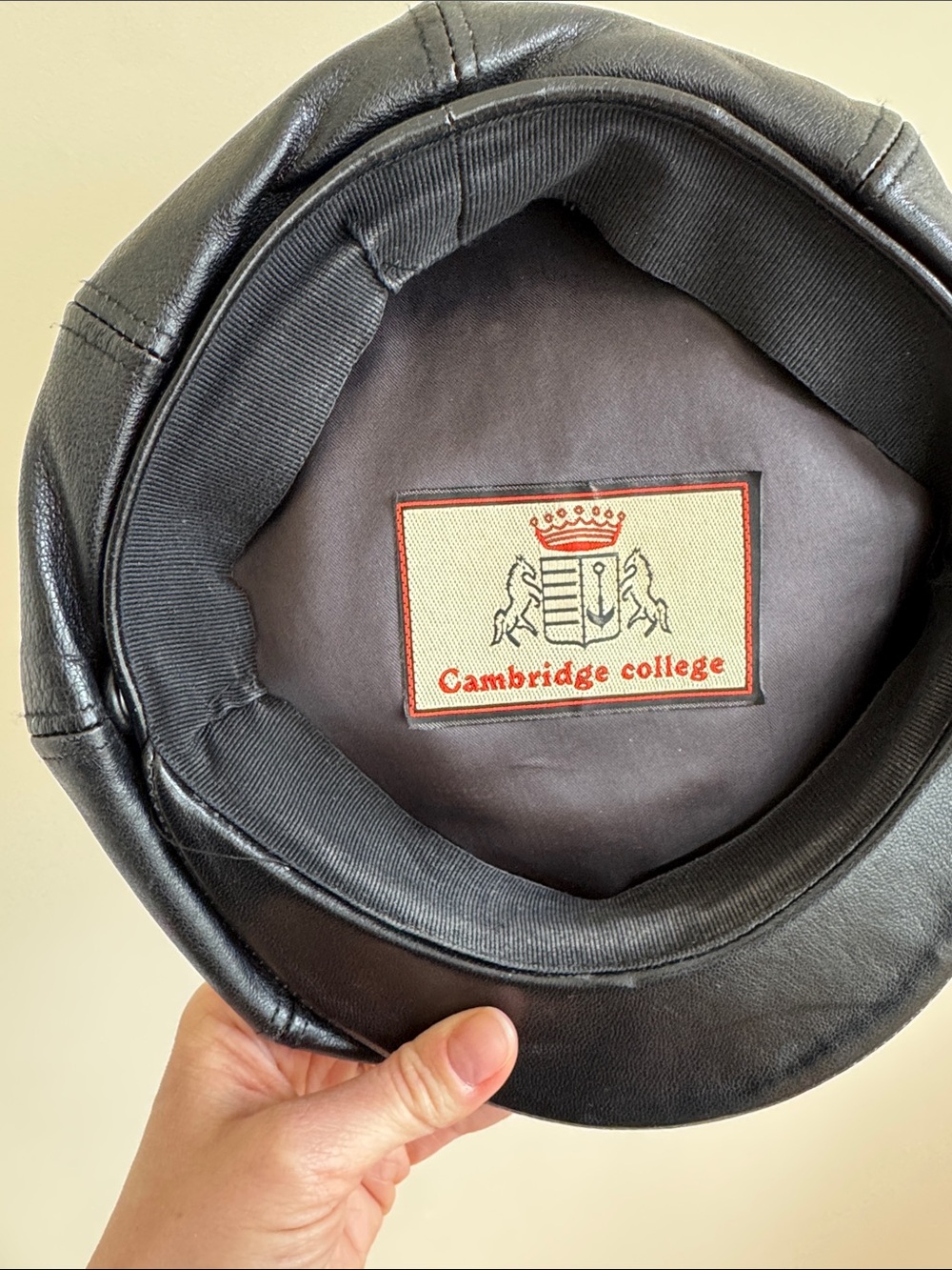 Black Leather Baker Boy Cap - Picture 3 of 5